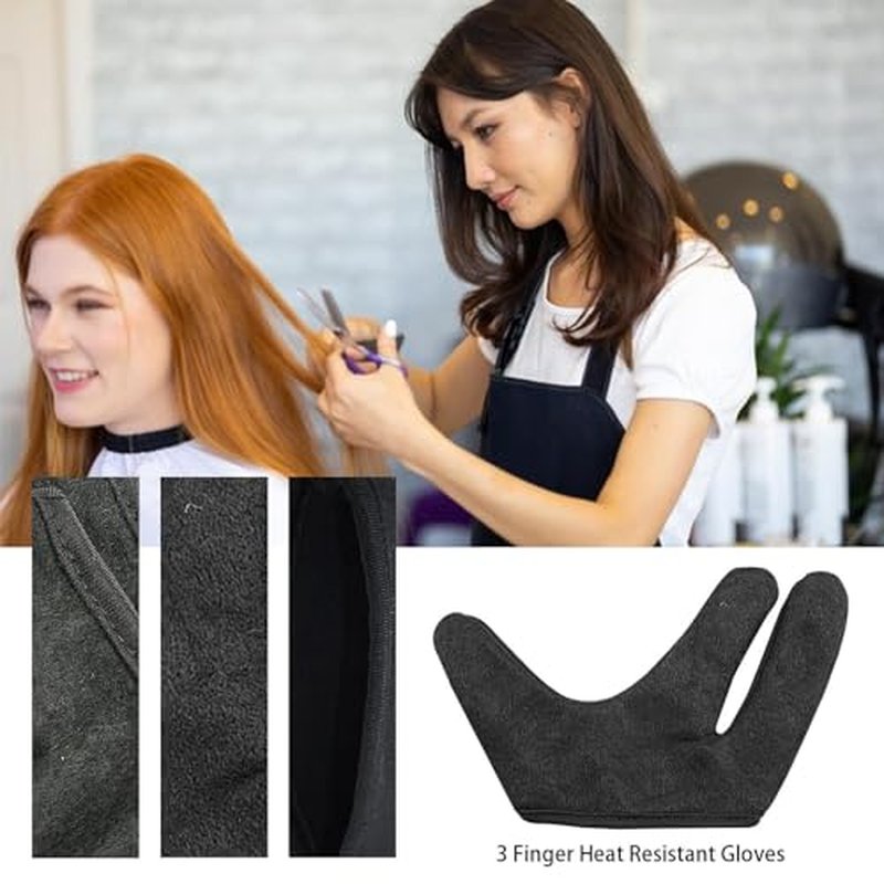 Non-Slip Hair Gloves - Hair Protection Gloves | 3 Finger Heat Resistant Gloves | Curling Wand Gloves | Hair Dye Curling Wand