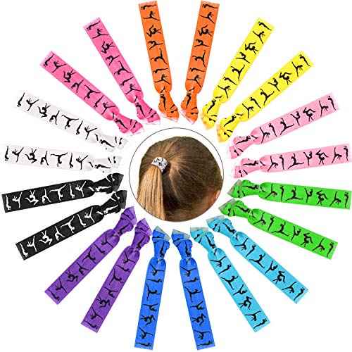 BBTO 20 Pieces Girls Gymnastics Hair Ties Gymnastic Hair Bands Accessories Stuff Ribbon Ponytail Holders No Crease Sport for Christmas Women Team Gifts(Classic Colors)