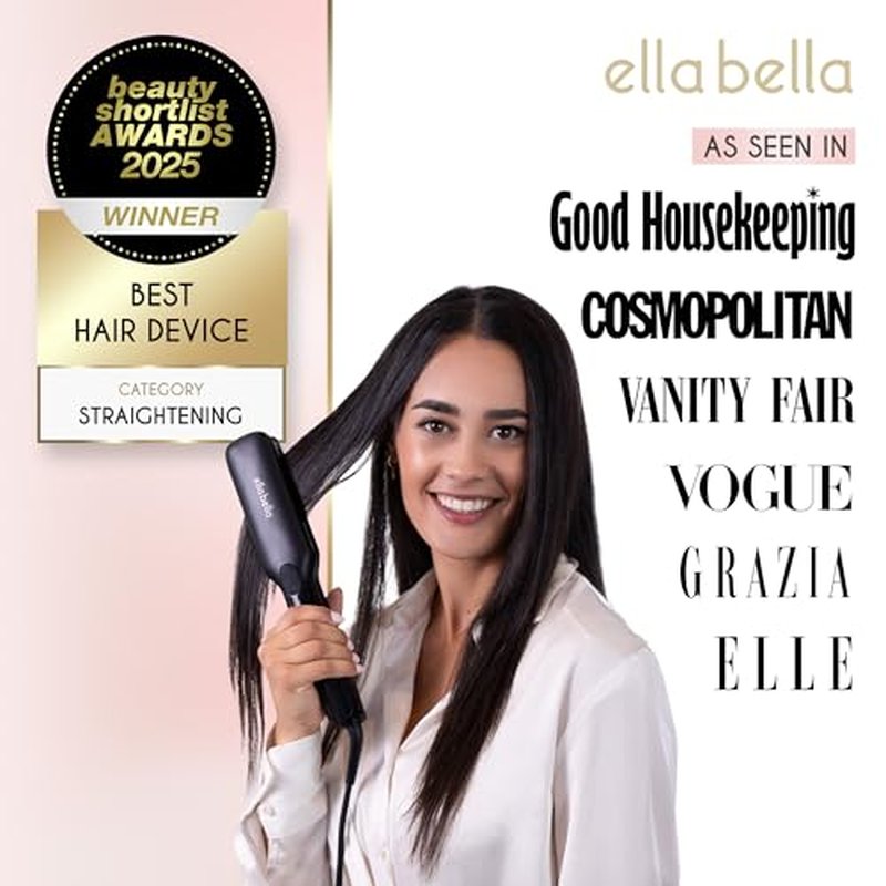ELLA BELLA¢ç Titanium Flat Iron Hair Straightener (with Infrared) ? Professional Straightening Iron ? Digital Display to Accurately Control Temperature ? As Featured in Good Housekeeping
