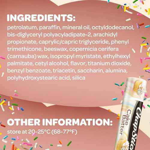 ChapStick Bulk Lip Balm, Cake Batter, 12-Pack ? Delicious & Sweet Lip Moisturizer for Dry Lips, Birthday Gifts, Stocking Stuffers, 0.15
