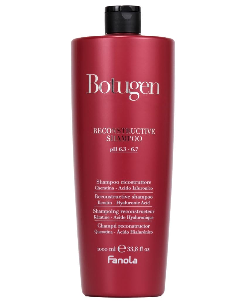 Fanola Botugen Reconstructive Shampoo - Hyaluronic Acid and Peptide Repair Shampoo for Damaged Hair - Sulfate-Free Hydrating Cleanser for Brittle and Dry Hair (33.8 Fl Oz)