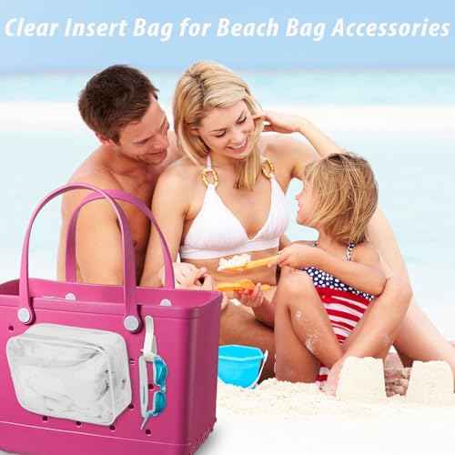 Clear Insert Bag Accessories for Beach Tote Bag, Clear Travel Storage Inner Pouch for Cosmetic, Toiletry & Makeup Brush Organizer Divider