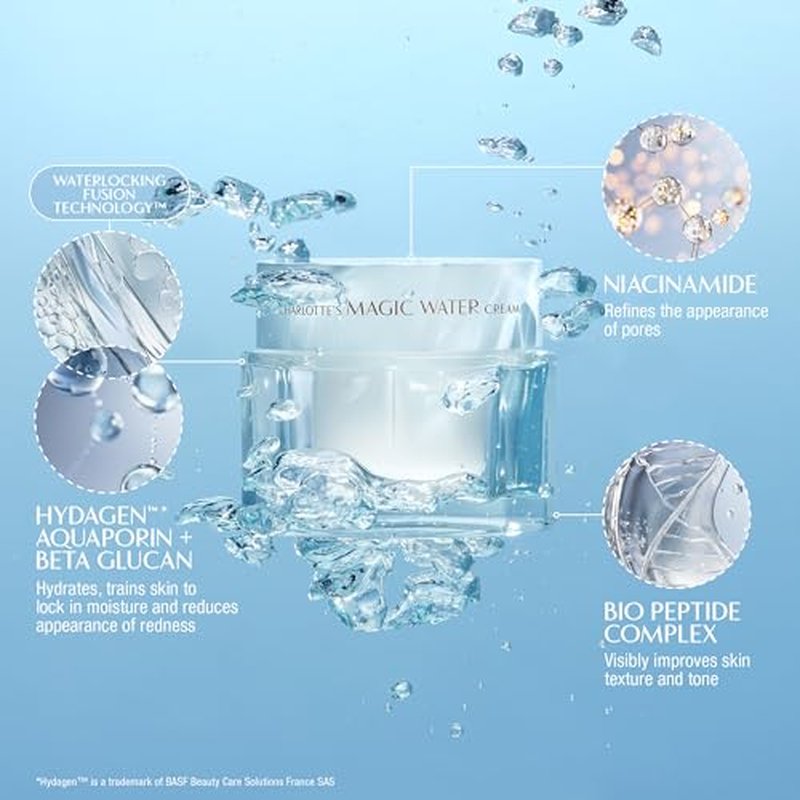 Charlotte Tilbury Magic Water Face Cream - Lightweight, Dewy Gel Moisturizer for Sensitive Skin - Infused with Niacinamide & Biopeptide Complex to Help Improve the Appearance of Fine Lines
