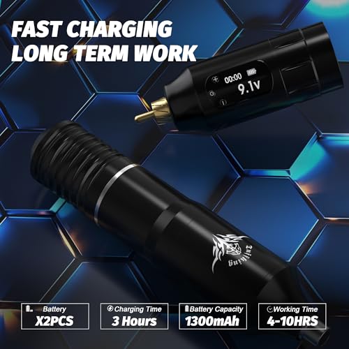 Beginners Tattoo Gun Machine Kit Professional Complete Tattoo Gun Kits for Beginner Rotary Tattoo Pen Set with 10Pcs Tattoo Cartridge Needles for Starter Artists (Black-45Pcs)