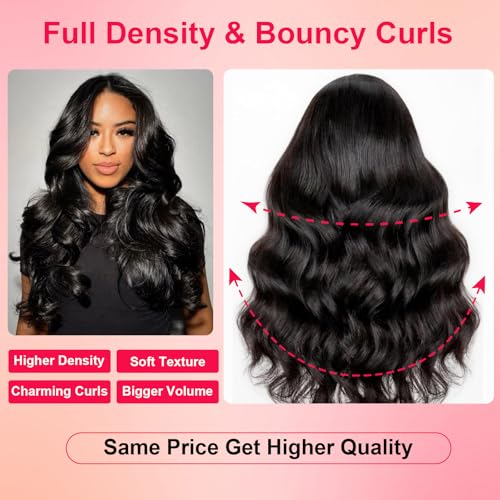 28 Inch 13x6 Lace Front Wigs Human Hair Pre Plucked Body Wave HD Lace Front Wigs 230% Density Frontal Glueless Wigs with Baby Hair