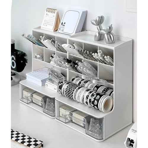 Make Up Organizers and Storage 2 Pack, Acrylic Cosmetic Organizer for Vanity Countertop Bathroom Room, Makeup Brush Holder, Makeover Stuff for Girls