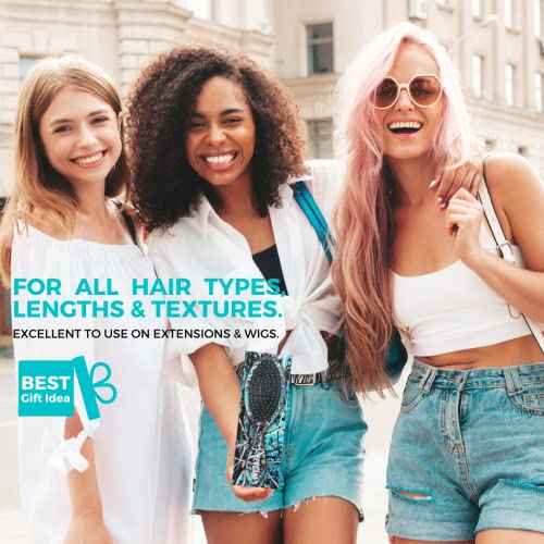 ZEVGANI Detangling Brush for Thick Curly Thin Long Short Wet or Dry Hair, Hairbrush for Women & Kids, Adds Shine Smooth Hair Comb Ultra-Soft Bristles Reduces Breakage, MuddyGirl (Turquoise)