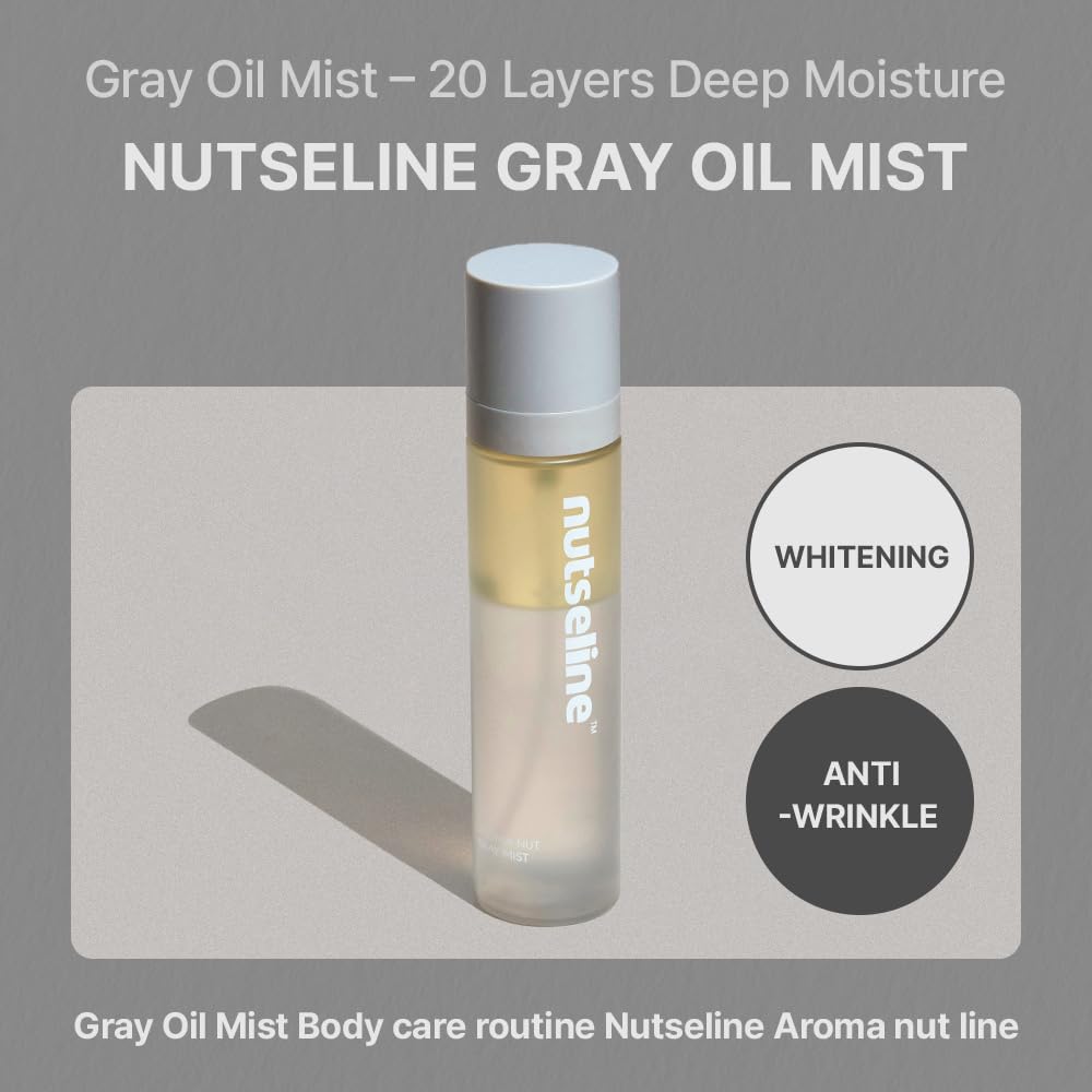 nutseline Aroma Nut Gray Body Mist 130ml Korean Skin Care – Hydrating & Refreshing Aromatherapy Body Mist, Nutri-Oils for Skin Moisture & Radiance, Relaxing Fragrance containing 17 amino acids
