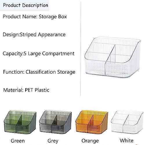 Makeup Organizer Cosmetics Storage Box, Large Capacity Make Up Brush Holder Organizer Vanity Accessories, Bathroom Countertops, Desk Storage Container, Cosmetic Display cases(White-L)