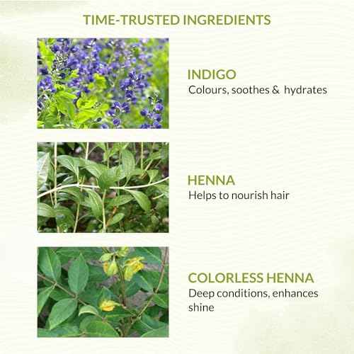 Indus Valley Organic Henna Hair Colour Kit for Women- Chemical-Free, 100% Grey Coverage, Natural Soft Black Henna Powder - Vegan, Herbal Hair Dye, Infused with Plant Based Ingredients