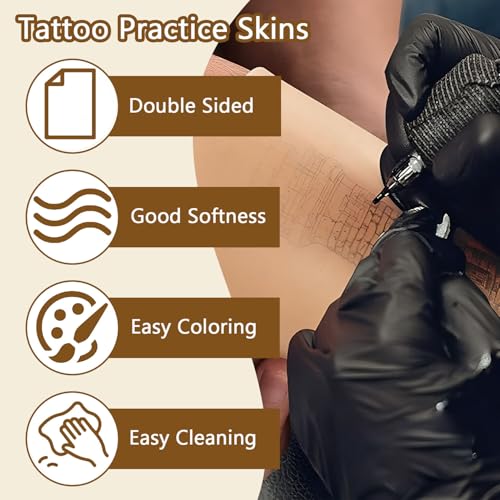 Tattoo Practice Skin - 3pcs Double Sides Blank Fake Skins with 10pcs Transfer Paper for Beginners, Tattoo Artists Supplies