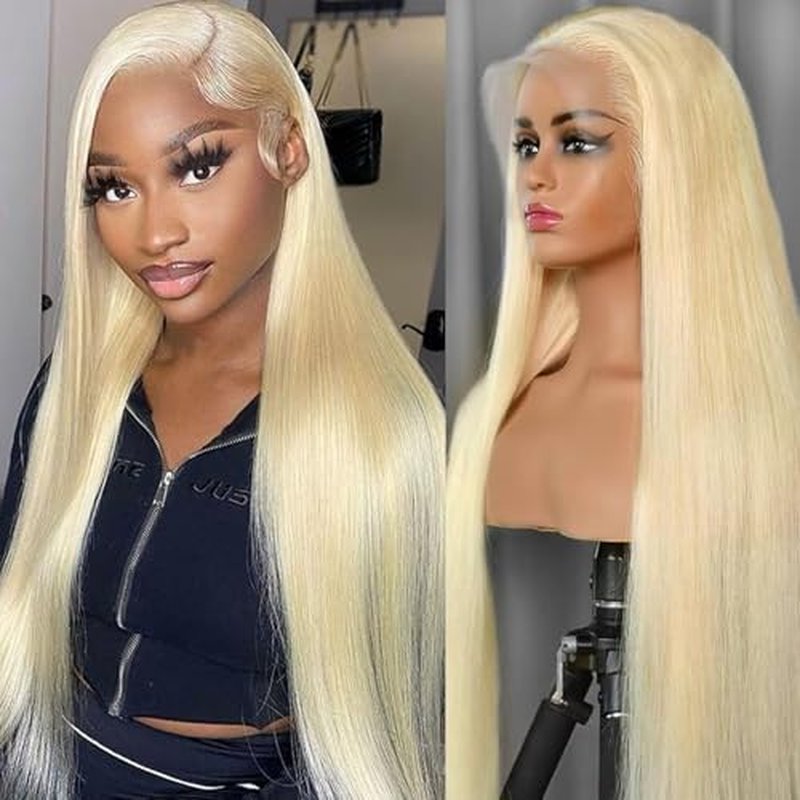 IWISH 613 13x6 Lace Front Wig Human Hair 18 Inches 200% Density Blonde Straight HD Transparent Lace Frontal Human Hair Wigs Pre Plucked for Women