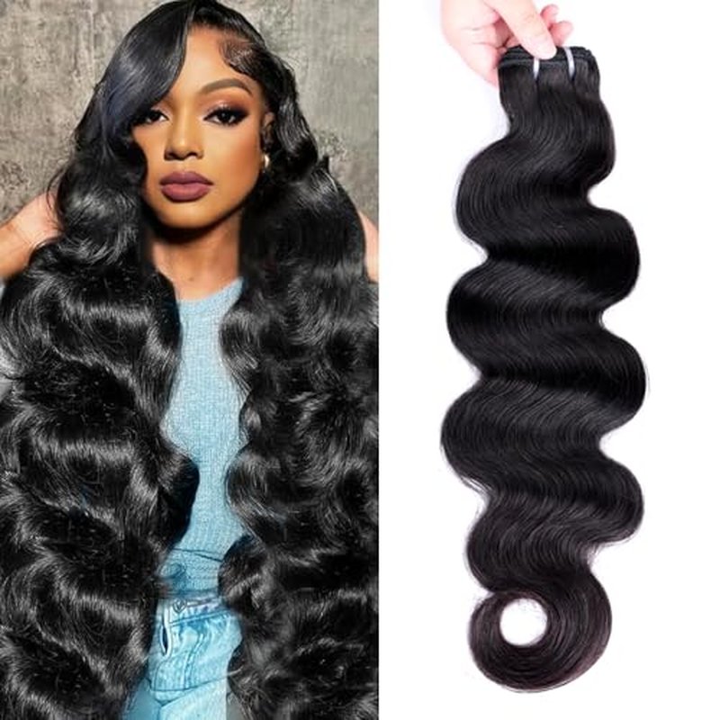Perismoda Body Wave Human Hair Bundles 15A Raw Human Hair Bundles 100% Unprocessed Brazilian Virgin Human Hair Extensions 30 Inch Quick Weave Hair Extensions Natural Color