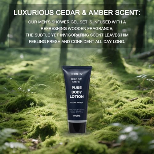 Fathers Day Gifts for Men Dad Care Package Self Care Kit, 5 Pcs Cedarwood & Amber Fragrance Spa Gifts for Man, Fathers Day Gifts, Travel Kit For Men,Mens Travel,Christmas Gift for Women