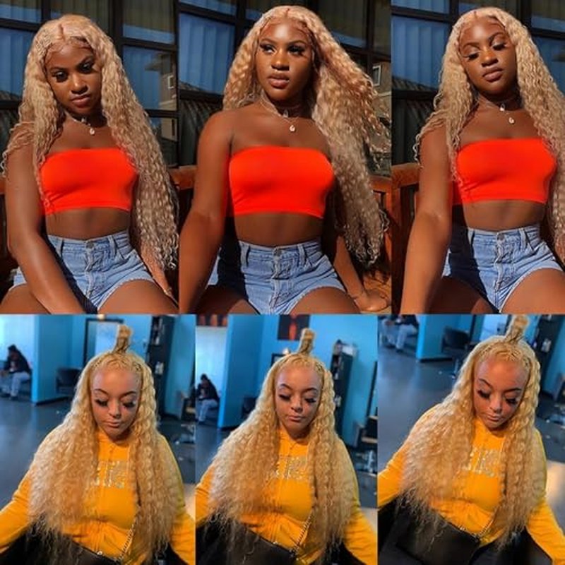28 28 28 inch 613 Human Hair Bundles Blonde Deep Wave Bundles P27/613 Human Hair Bundle 27 Mixed With 613 Color