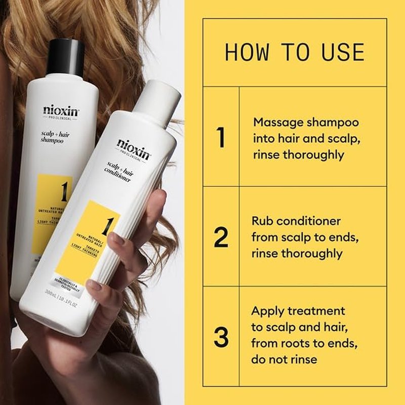 Nioxin Scalp & Hair Thickening System Kit - Boost Density for Natural, Colored & Damaged Hair | 3-Month Supply with Niacinamide & Biotin