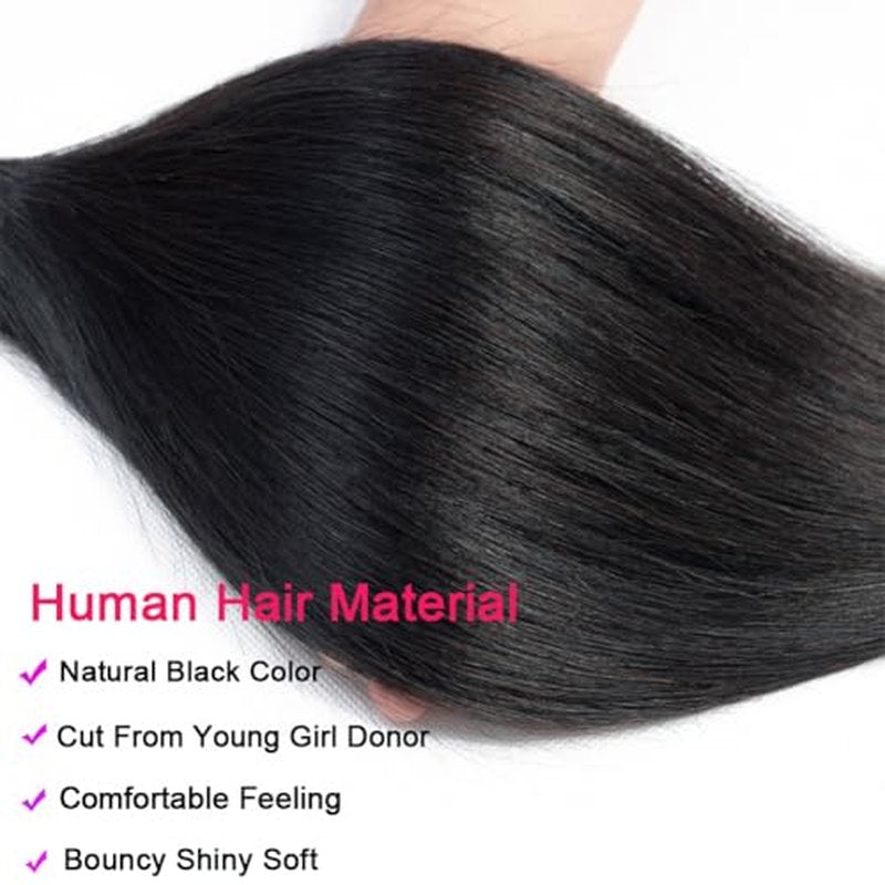 Great Grace Brazilian Straight Bundles Human Hair 20 22 24 Inch 12A 100% Unprocessed Virgin Human Hair Weave 3 Bundles Deals Natural Black Color (Natural Balck 3 Bundles, 20 22 24)