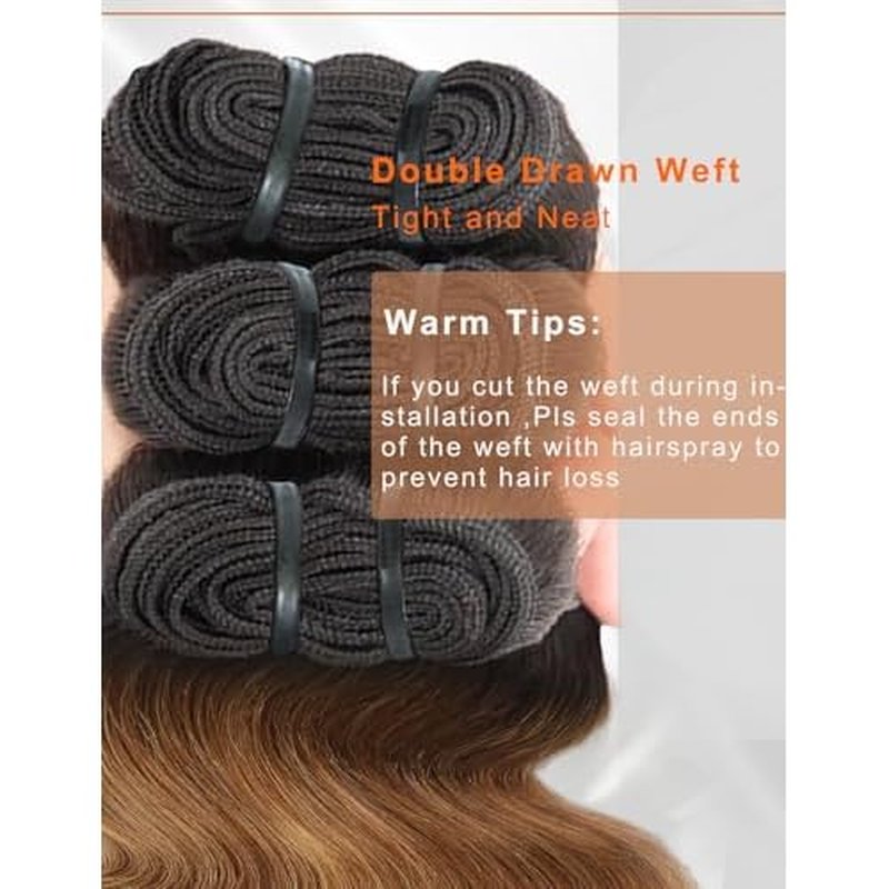 Ombre Bundles Human Hair, 13A Raw Indian Hair Bundles Body Wave, 22 Inch Colored Honey Blonde 1B27 Ombre Human Hair Bundles, 2 Years Service Life, Keep Texture Silky Soft Tangle-Free