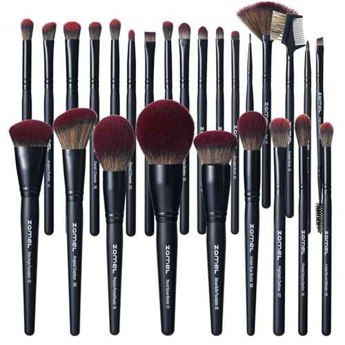ZAMEL 26Pcs Black labeled Makeup Brushes Set Professional,Full Face ULTRA SOFT Hair Makeup Brush Set Contains large powder Foundation Ultimate Blending Make up Brush set Blush Concealers Eyeshadow