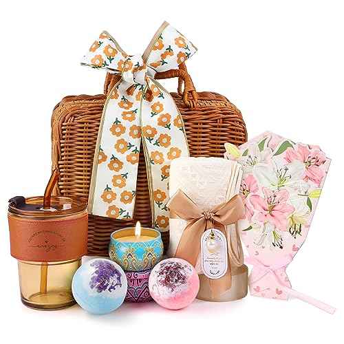 Birthday Gifts for Women,Happy Bath Set Relaxing Spa Gift Baskets Ideas for Women,Her,Mom, Sister, Coworker, Wife, Girlfriend, Daughter,Unique Get Well Soon Self Care Holiday Gift Basket for Women.