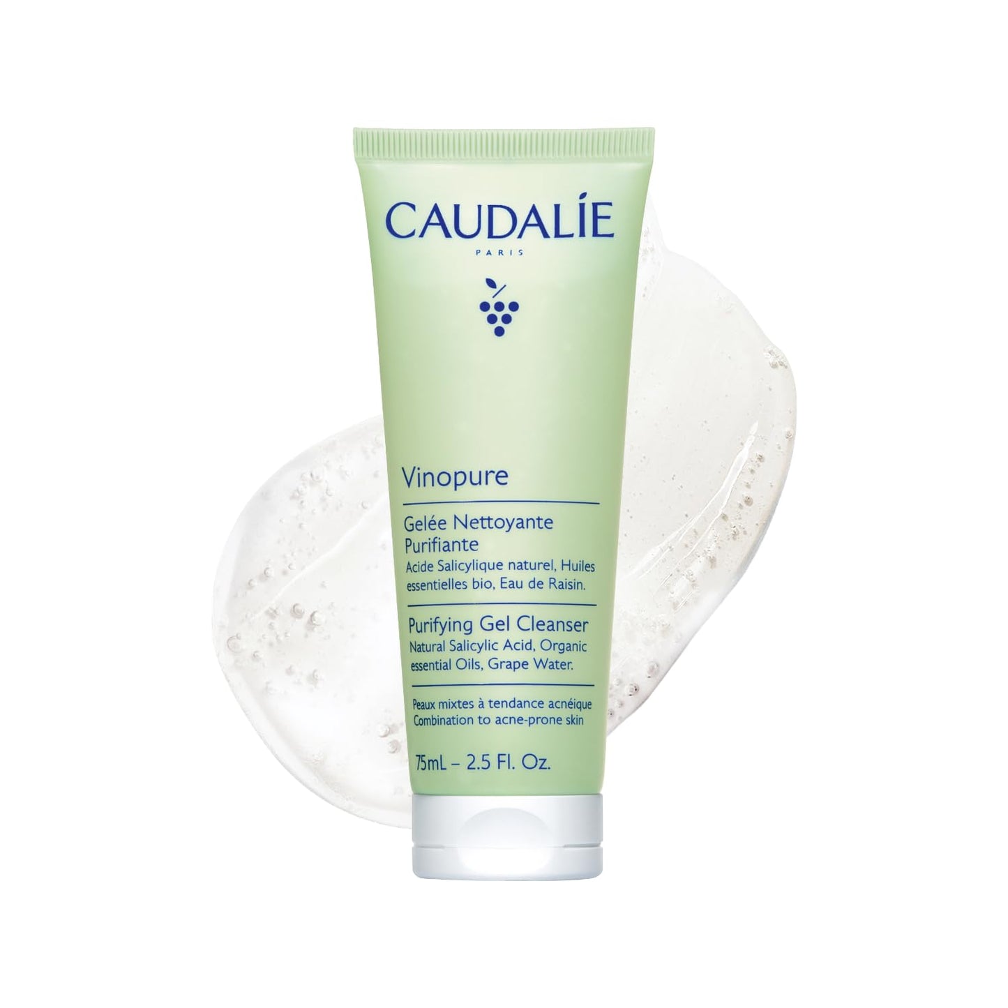 Caudalie Vinopure Pore Purifying Salicylic Acid Gel Cleanser - 75 mL