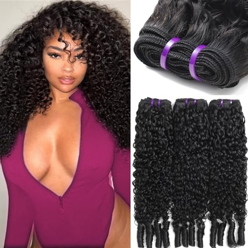 Burmese Curly 3 Bundles Water Wave Human Hair (16 18 20) 100% 12A Unprocessed Virgin Hair Bundles Deals Human Hair Extensions Spiral Curly End 3c4a Quick Weave Hair for Women Natural Black
