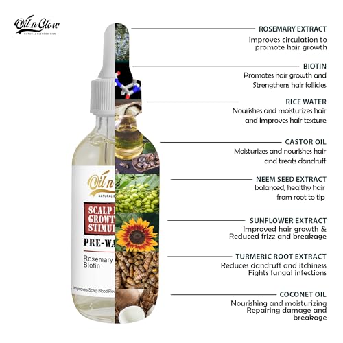 Pre Wash Hair Oil ? USDA Certified Organic Scalp Oil Hair Growth Treatment with Rosemary & Biotin, Pre-Shampoo Serum for Thinning Hair & Hair Loss ? 2 Fl Oz
