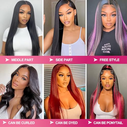 30 Inch 13x6 Lace Front Wigs Human Hair 200 Density Straight HD Lace Front Wigs Pre Plucked Straight Glueless Human Hair 13x6 HD Frontal Human Hair Wig for Women