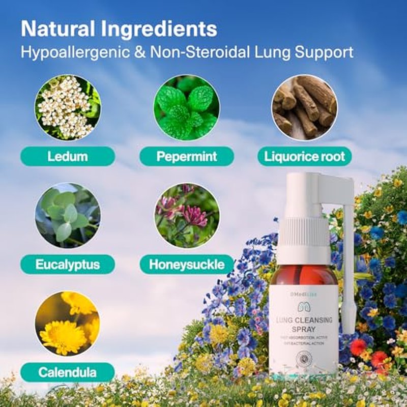 MediLisk Lung Cleansing Spray ? Respiratory Support, Mucus Relief and Lung Cleanse ? Support for Lung Detox for Smokers ? Herbal Extract Formula ? Hypoallergenic, Non-Steroidal ? 1 oz ? Pack of 1