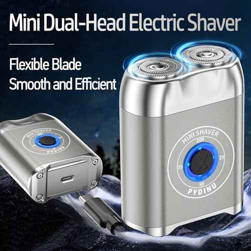 Mini Electric Shaver, 2025 New Upgrade Pocket Dual-Head Electric Shaver, Travel Portable Beard Trimmer for Men, Waterproof Mini Razor, USB C Rechargeable (Silver)