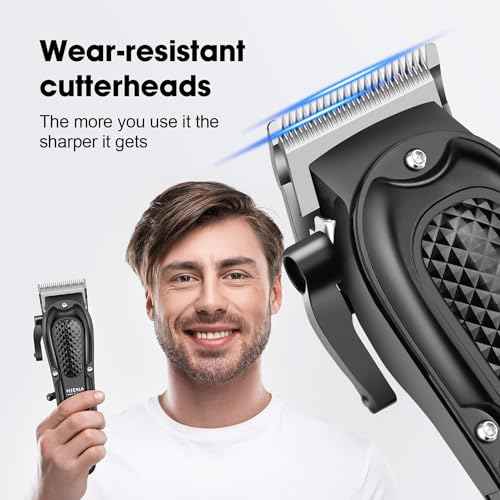 HIENA PRO Professional Hair Clippers for Men, Cordless&Corded Barber Clippers for Hair Cutting, Rechargeable Beard Trimmer, LED Display, Gifts for Men (Black)