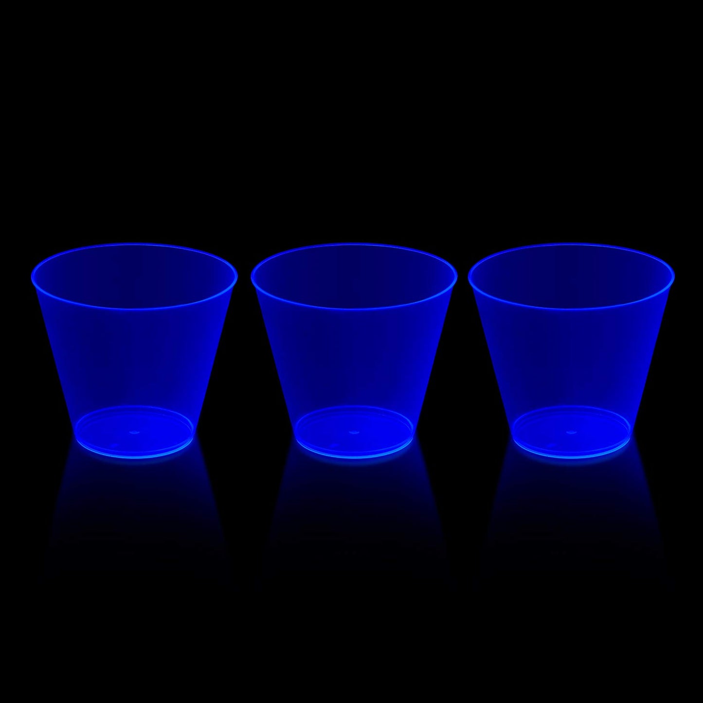 Party Essentials Hard Plastic 9-Ounce Party Cups and Old Fashioned Tumblers, Neon Blue, 25 Count