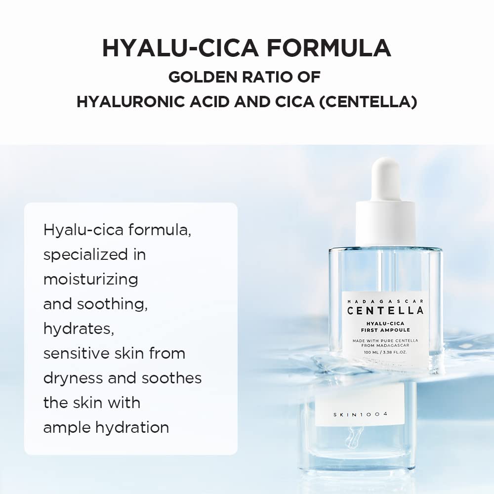 SKIN1004 Hyalu-CICA First Ampoule 3.38 fl. oz, 100ml, Soothing Hydration Dry Skin