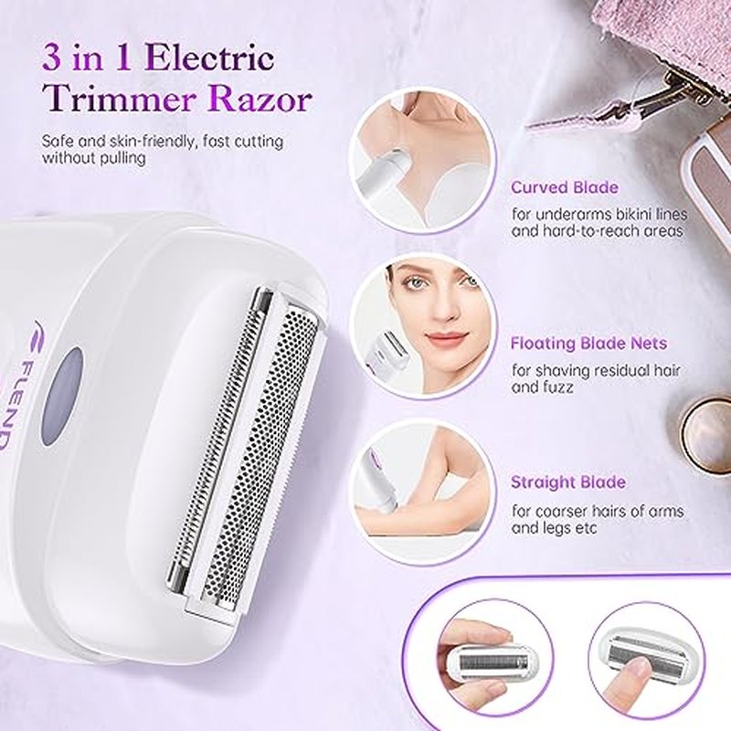 Epilator,Epilators Hair Removal for Women, 2 in 1 Hair Removal Device with LED Light & USB Rechargeable, Electric Shaver for Legs,Underarms,Bikini and Full Body