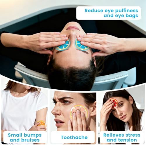 Reusable Gel Eye Ice Pack, Cooling Eye Masks for Eye Strain, Eye Swelling, Eye Redness, Puffy Eyes, Dark Circles, Smooth Fine Lines, and Eye Recover Surgery (Orange £¦ 4PCS)