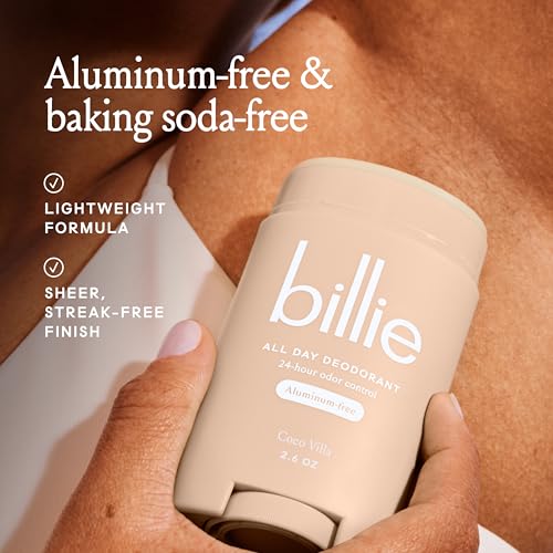 Billie All Day Deodorant, 24-hour Odor Protection, Aluminum-Free, Coco Villa, 2.6oz