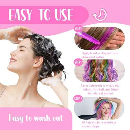 10-Pack Hair Chalk for Kids (Ages 4-12) & Teens - Washable Temporary Hair Dye for Girls, Easy to Apply & Remove, Ideal Gift for Birthday, Valentine's Day, Cosplay & Party Activities