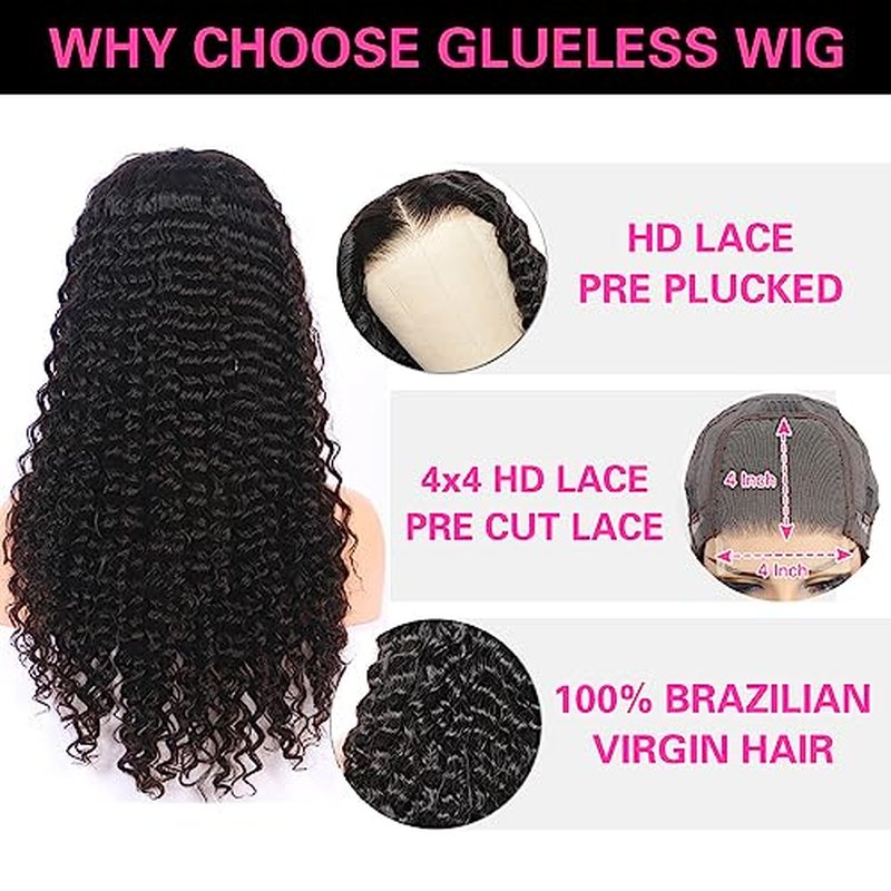 Wear and go Glueless Wig for Beginners 200% Density Glueless Wigs Human Hair Pre Plucked Water Wave Lace Front Wigs Human Hair No Glue Upgraded Ready to Wear Wigs 18 Inch