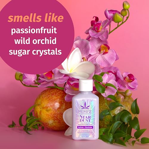 Hempz NEW Mini Star Dust Body Lotion, Iridescent Glow Shimmer, Passionfruit and Wild Orchid, Hydrating and Nourishing Moisturizer, 2.25 fl.oz.