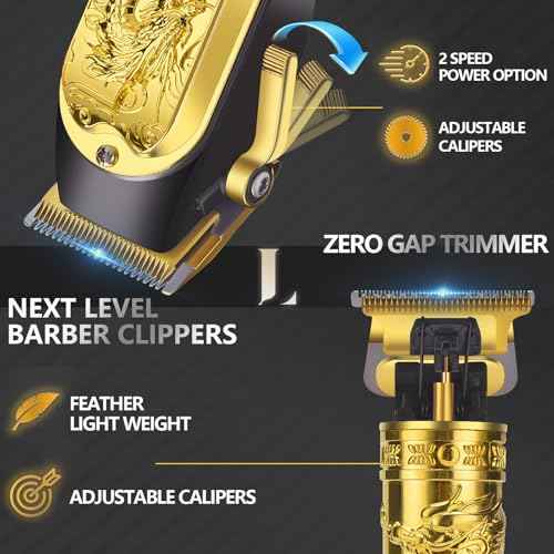 Professional 3-in-1 Haircut and Shaving Set, Gold Design LED Display 17 Accessories + Travel Storage Box, Equipped with Large Capacity Battery, Holiday Gift, Men's Gift