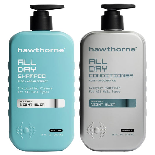 Hawthorne Thicker Hair Shampoo and Conditioner Set. Men’s All Natural Shampoo and Conditioner Set with Thickening Shampoo and Everyday Conditioner. Sulfate Free, Paraben Free. 8 Fl Oz Each.