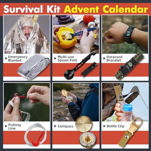 VEITORLD Gifts for Men Dad Him Christmas - Survival Gear and Equipment 12 in 1, Survival Kits - Cool Unique Fishing Hunting Birthday Gifts for Husband Teen Boy Boyfriend Women, Mens Stocking Stuffers