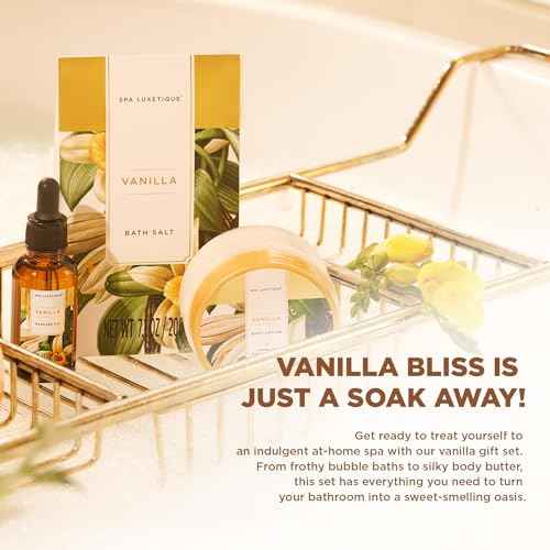 Spa Luxetique Gift Baskets for Women,15 Pcs Vanilla Spa Gifts for Women, Women's Gifts with Bubble Bath, Bath Salt, Bath Bombs, Christmas Spa Baskets