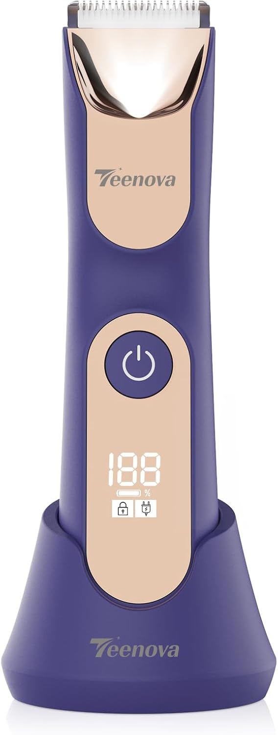 Electric Body Hair Trimmer - 3-in-1 Pubic Grooming Tool for Men | Compact & Stylish Purple Design