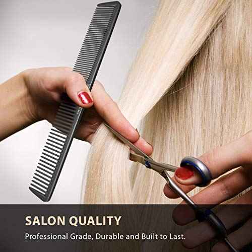 Hair Cutting Comb (5 Pack) - Professional 8.75¡± Black Carbon Fiber Anti Static Chemical And Heat Resistant Hair Combs For All Hair Types For Men and Women - By Bardeau Essentials