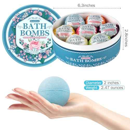 Bath Bombs Set, 7 Packs Bubble Fizzies Relaxation with Shea Butter, Dry Skin Moisturize, Birthday, Idea for Women, Wife, Girlfriend