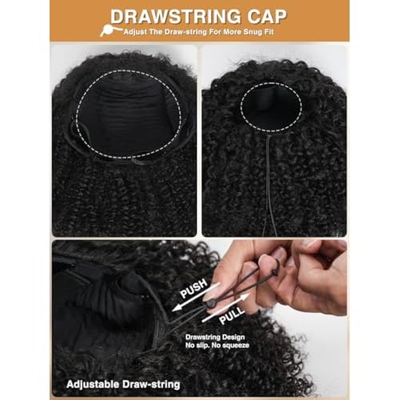 Kinky Curly Half Wig Human Hair Upgrade 4C Edge Hairline 200% Density Wear Go Glueless 3 In 1 Drawstring Seamless Flip Over Wig for Women Daily Wear Headband Wig Beginner Friendly (18 inch)