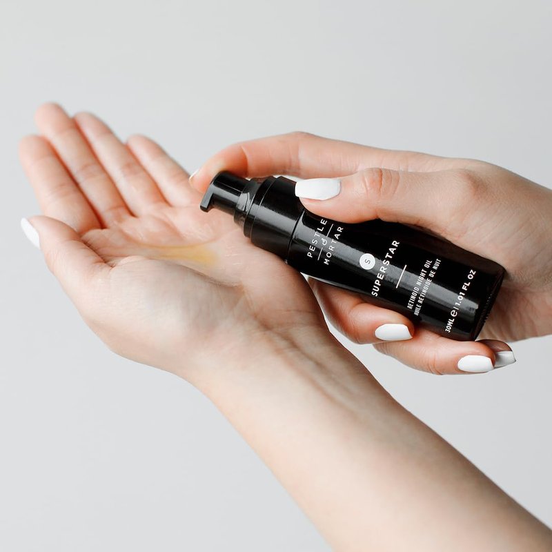 Pestle & Mortar Superstar 2% Retinoid Night Oil, Overnight Face Serum, Anti Aging, Reduces Wrinkles & Fine Lines with Vitamin E, Vitamin C and organic oil 1 Fl Oz