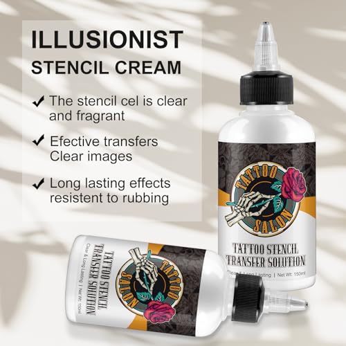 Tattoo Stencil Transfer Gel Solution, Stencil Magic Cream, Tattoo Application Solution for Transfer Paper Machine Stencils, Long-Lasting & Clear, 150ml