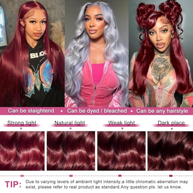 28 Inch 99J Burgundy Lace Front Wigs Human Hair 13x6 HD Transparent Body Wave Lace Front Wigs Pre Plucked 99j Burgundy Red Wine Glueless Human Hair Wigs for Women
